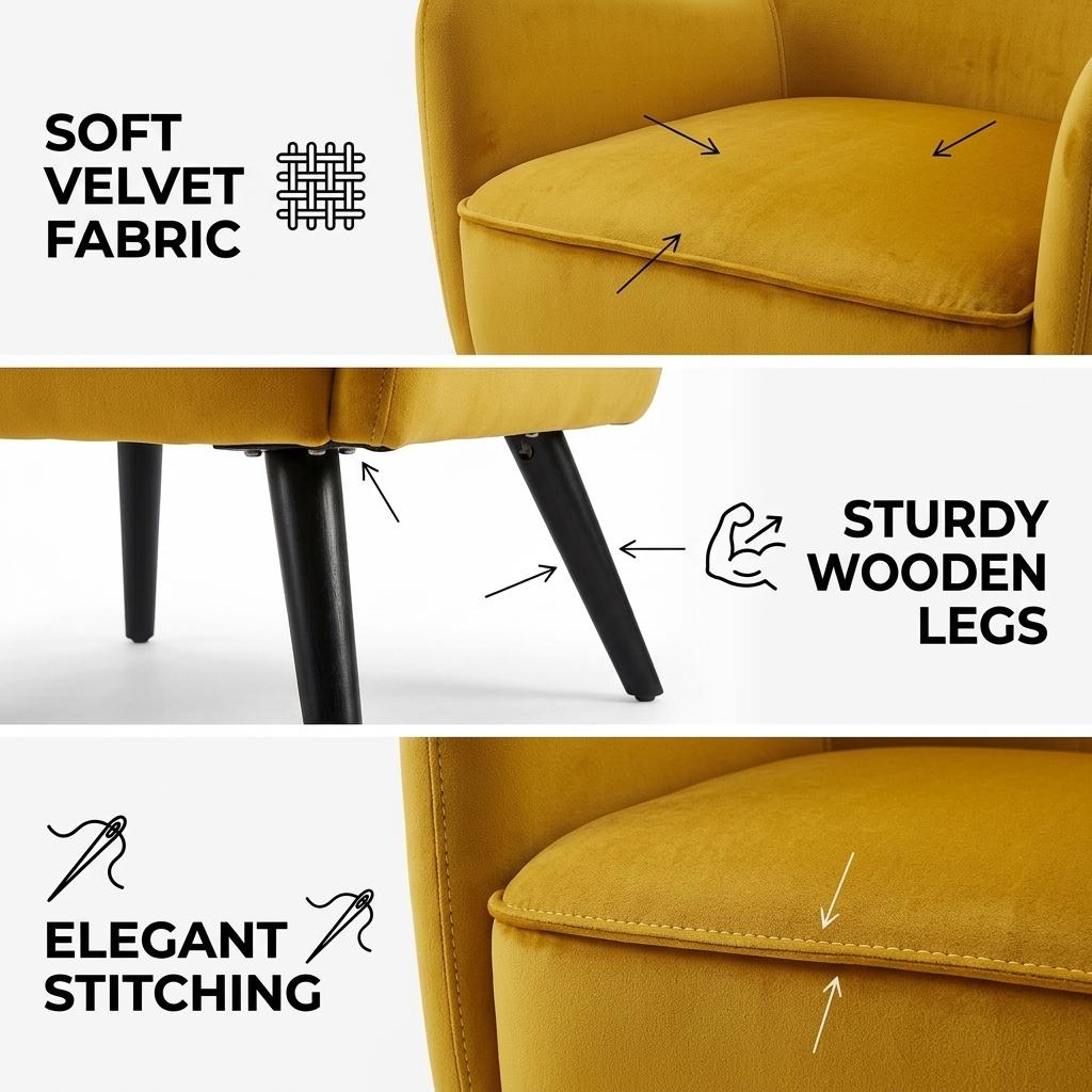 Modern Gold Accent Chair, Fabric Upholstery – RELPHE GOLD