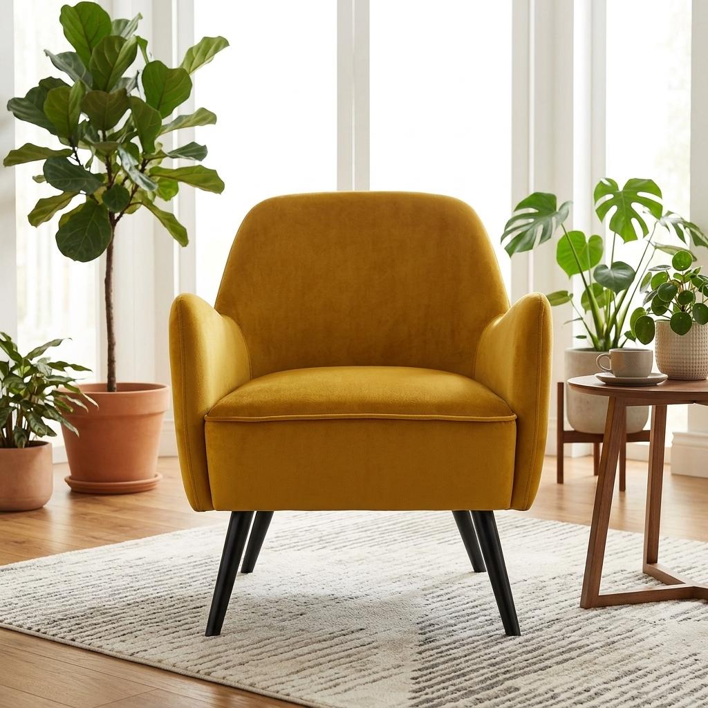 Modern Gold Accent Chair, Fabric Upholstery – RELPHE GOLD
