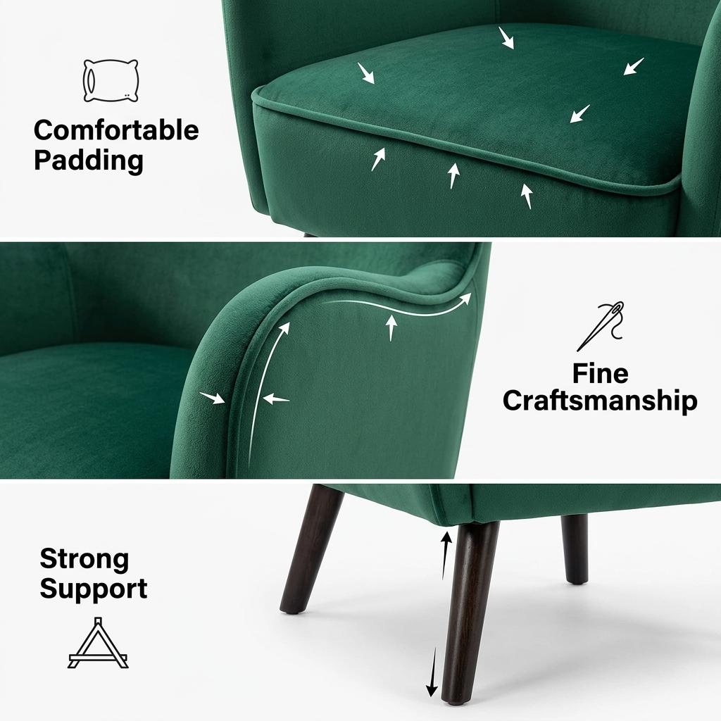 Modern Accent Velvet Chair - RELPHE GREEN