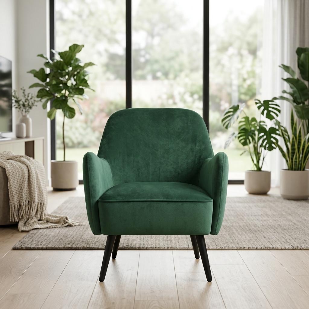 Modern Accent Velvet Chair - RELPHE GREEN