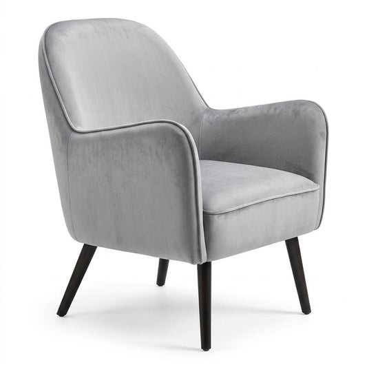Modern Accent Velvet Chair, Mid Grey Upholstery - RELPHE MID GREY