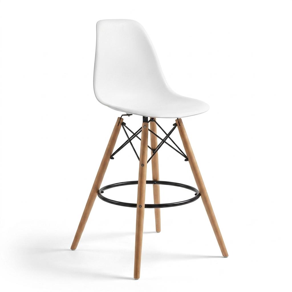 Modern Bar Stool, Solid Beech Wood Legs – RICO BAR-63 WHITE
