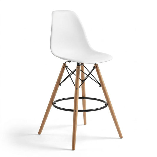 Modern Bar Stool, Solid Beech Wood Legs – RICO BAR-63 WHITE