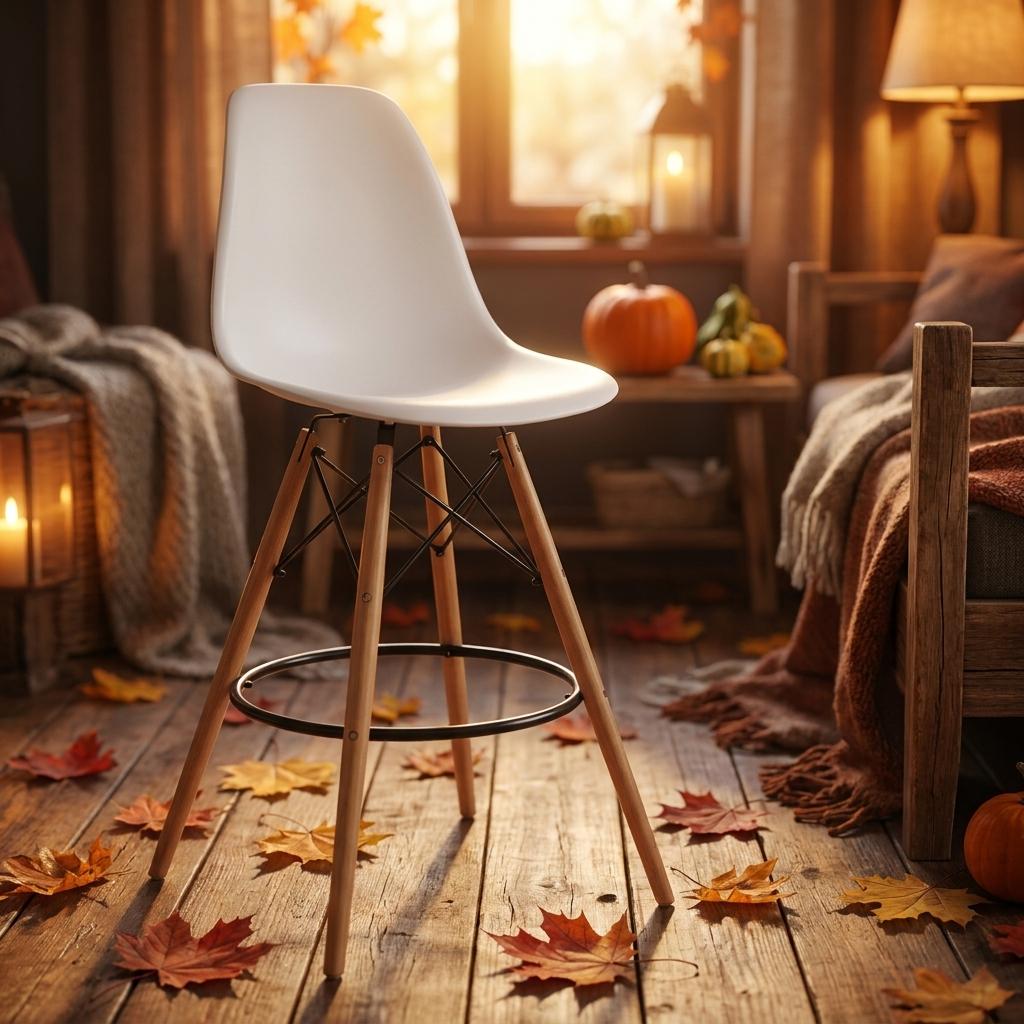 Modern Bar Stool, Solid Beech Wood Legs – RICO BAR-63 WHITE