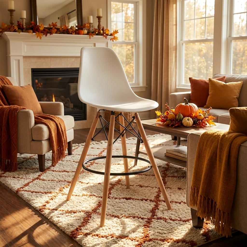 Modern Bar Stool, Solid Beech Wood Legs – RICO BAR-73 WHITE