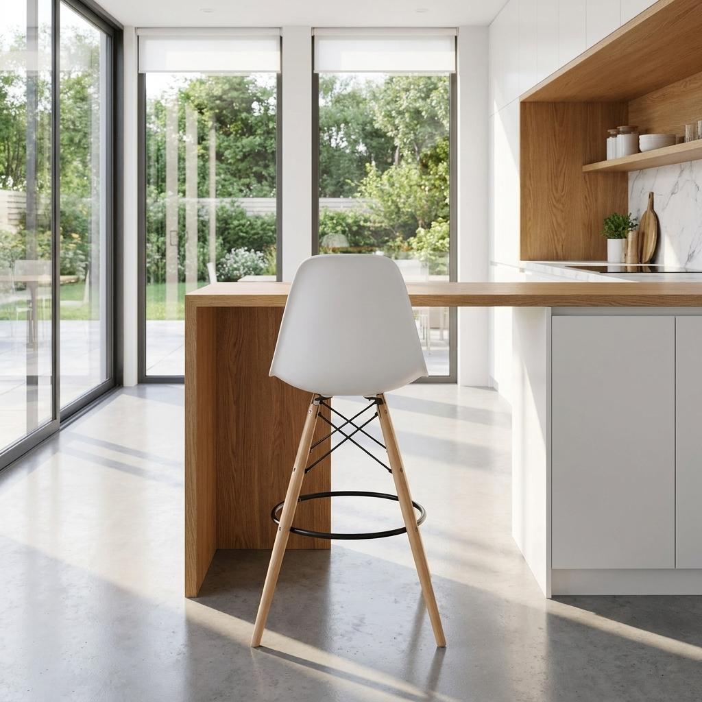 Modern Bar Stool, Solid Beech Wood Legs – RICO BAR-73 WHITE