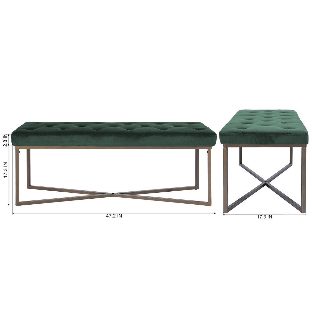 Rizzo Velvet Bench