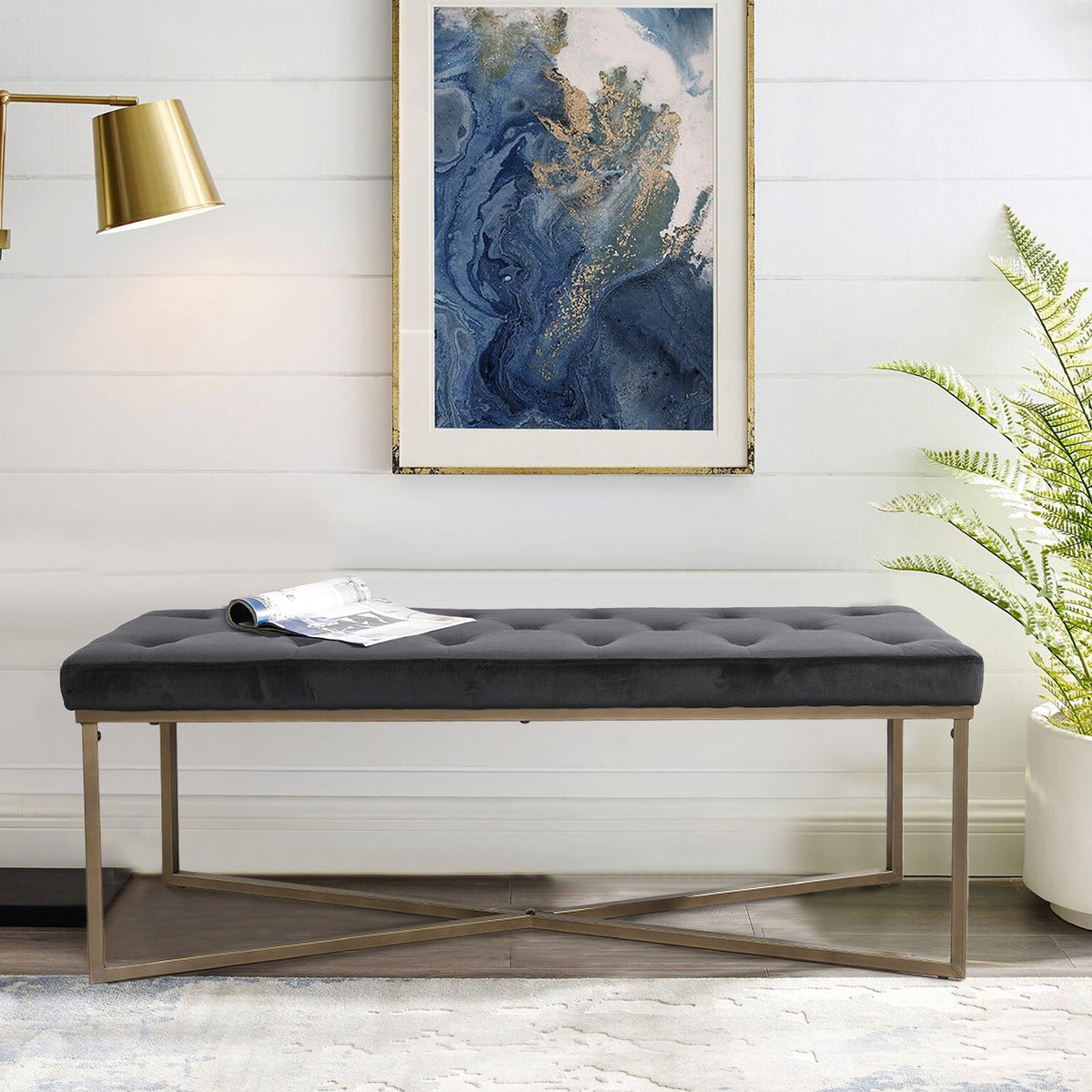 Rizzo Velvet Bench