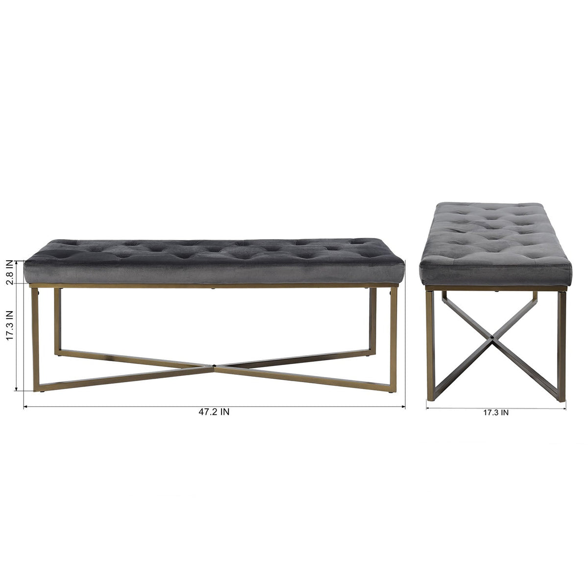 Rizzo Velvet Bench