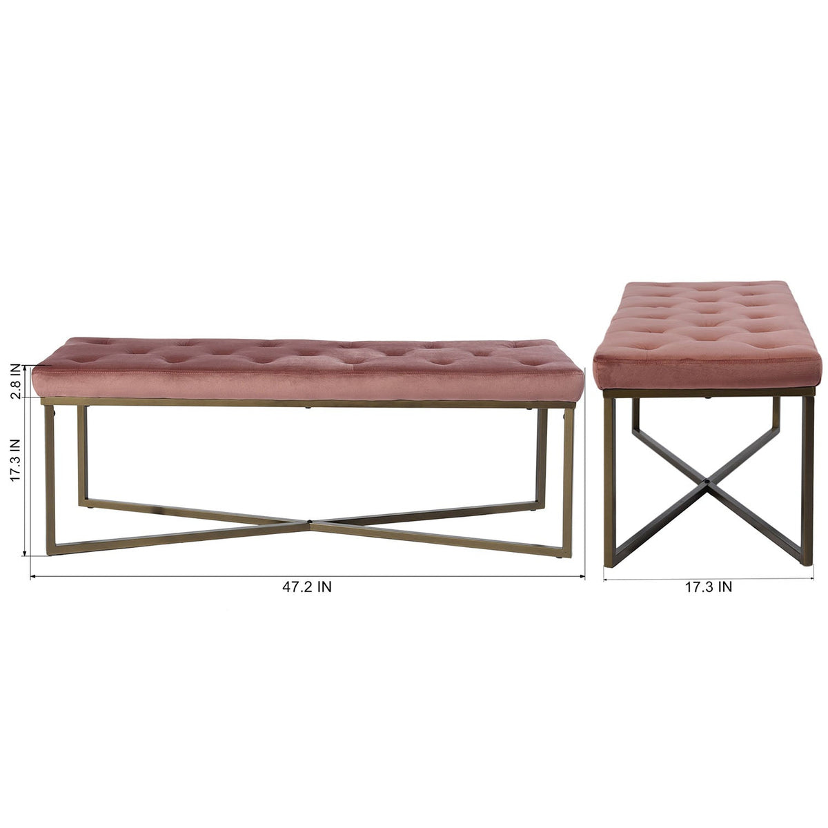 Rizzo Velvet Bench