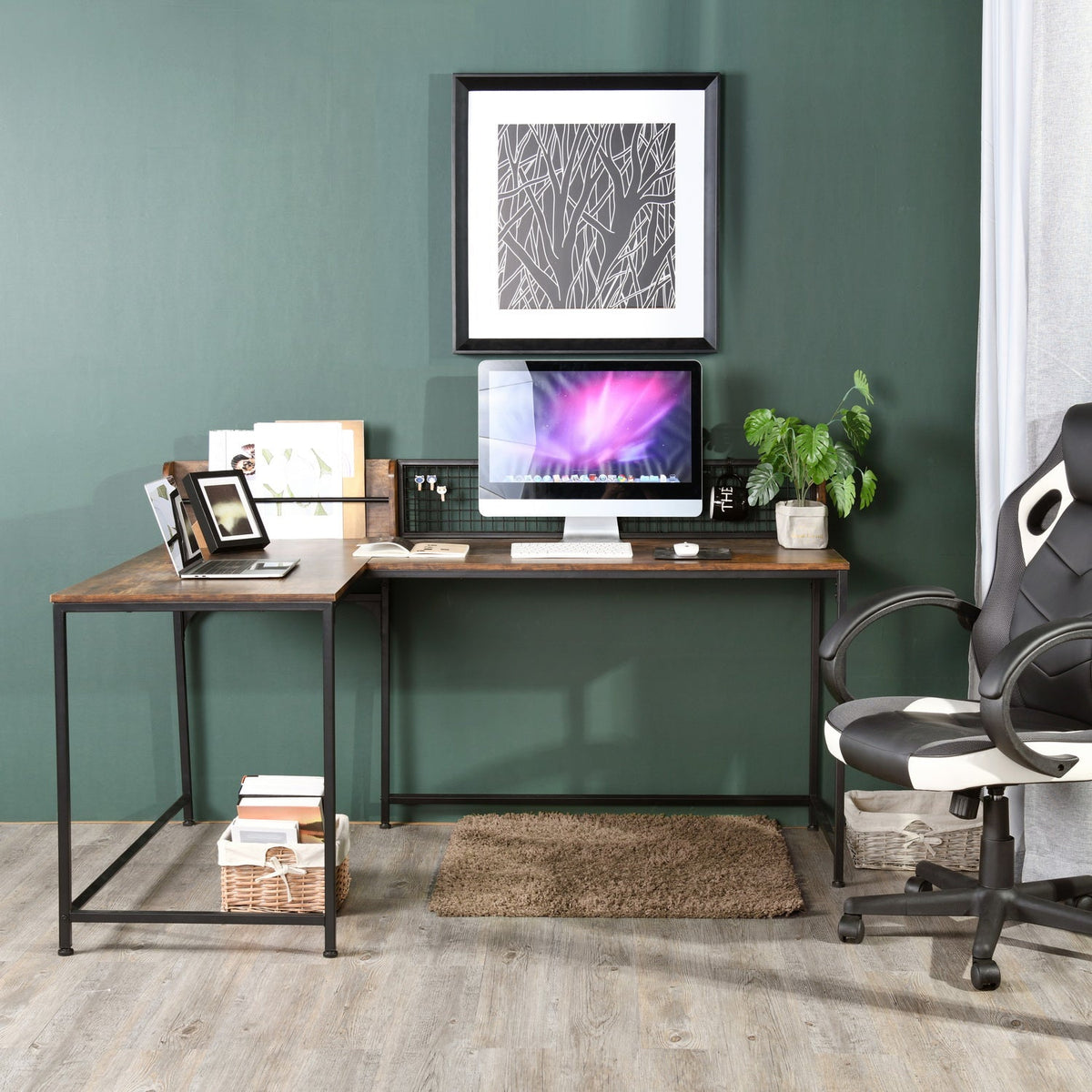 Roger Vintage Brown L Shape Working Desk