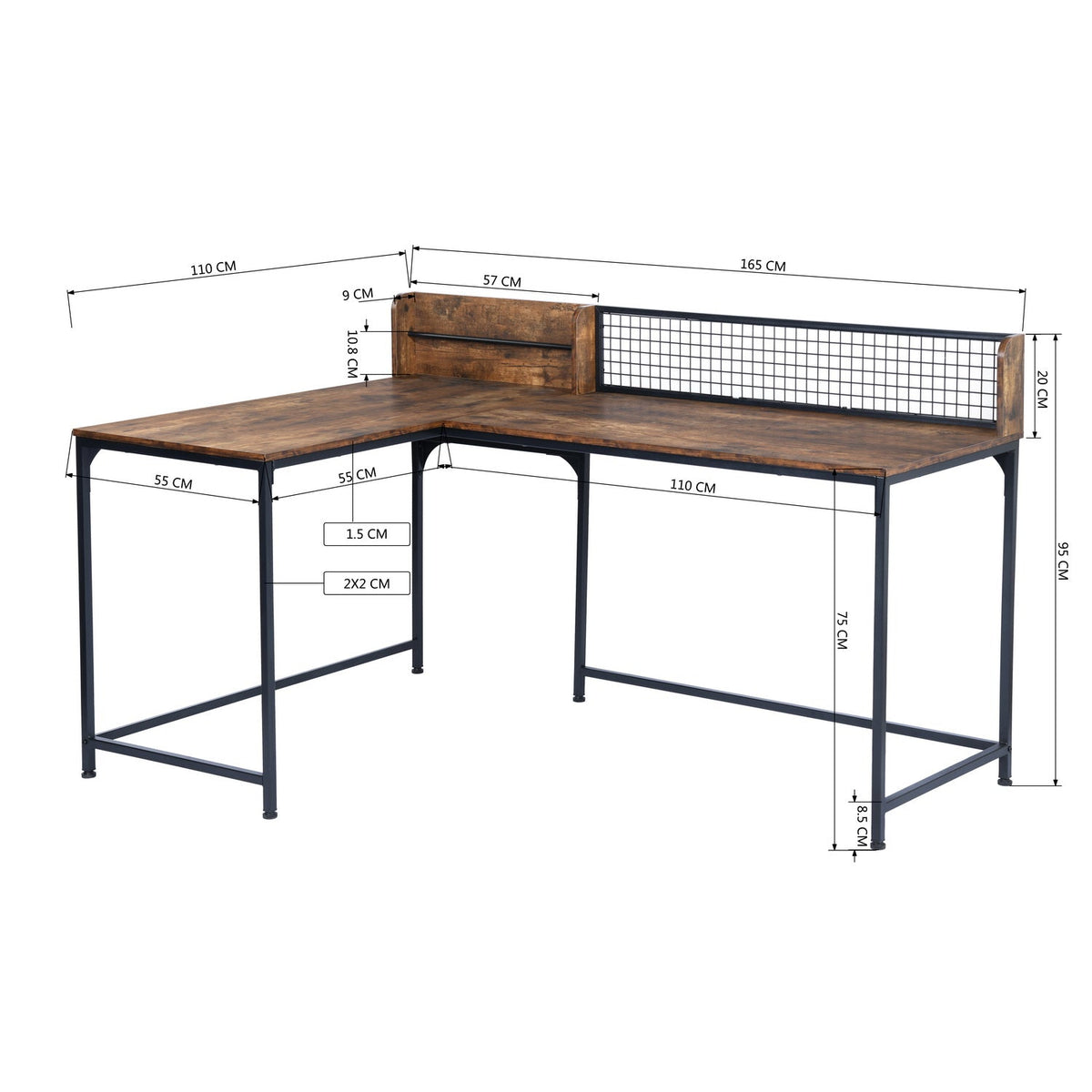 Roger Vintage Brown L Shape Working Desk