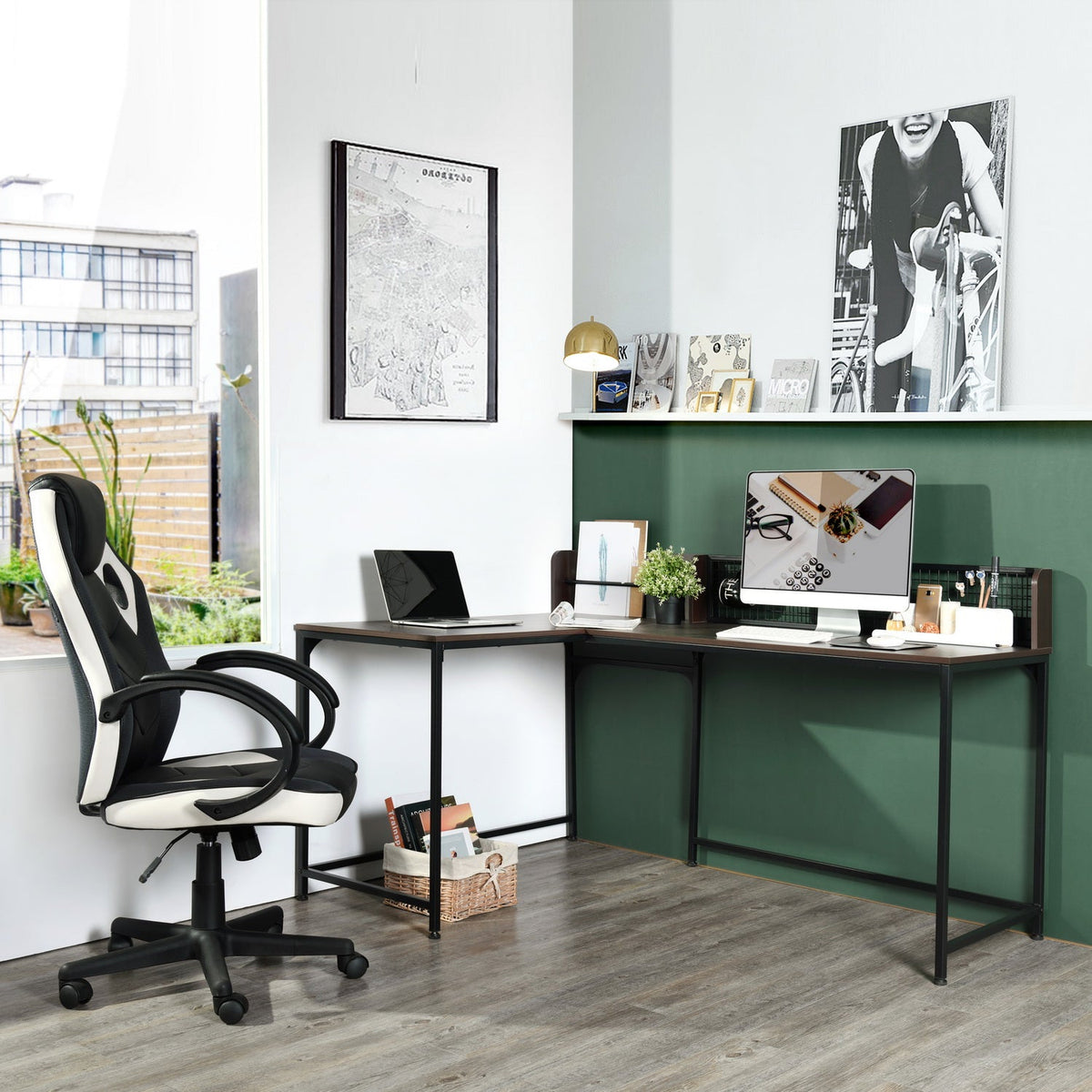 Roger Vintage Brown L Shape Working Desk