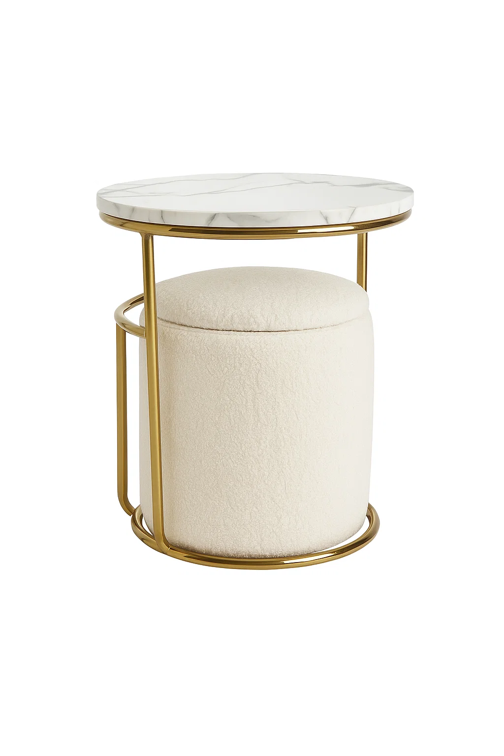 Modern Gold Frame, Teddy Fabric Ottoman Set - BUNNING