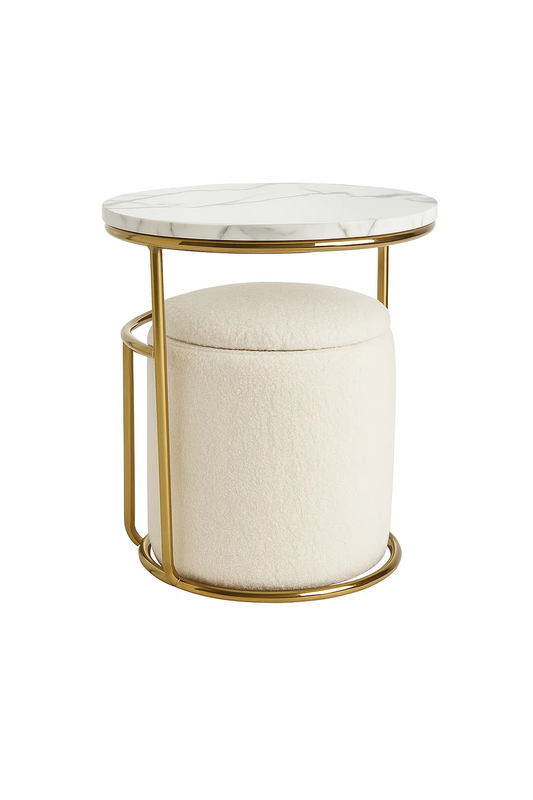 Modern Gold Frame, Teddy Fabric Ottoman Set - BUNNING