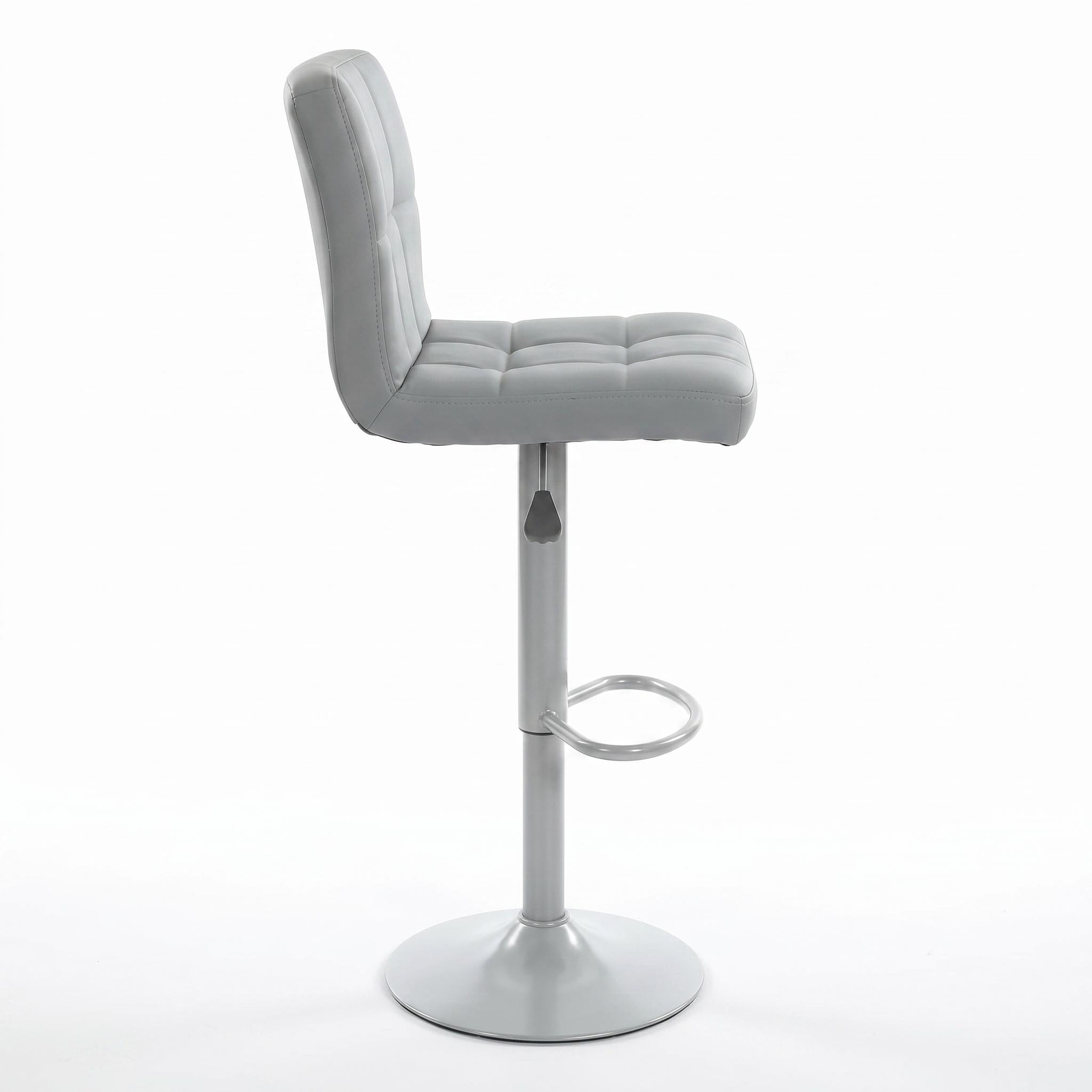 Modern Bar Stool, Grey PU Upholstery - RONIA
