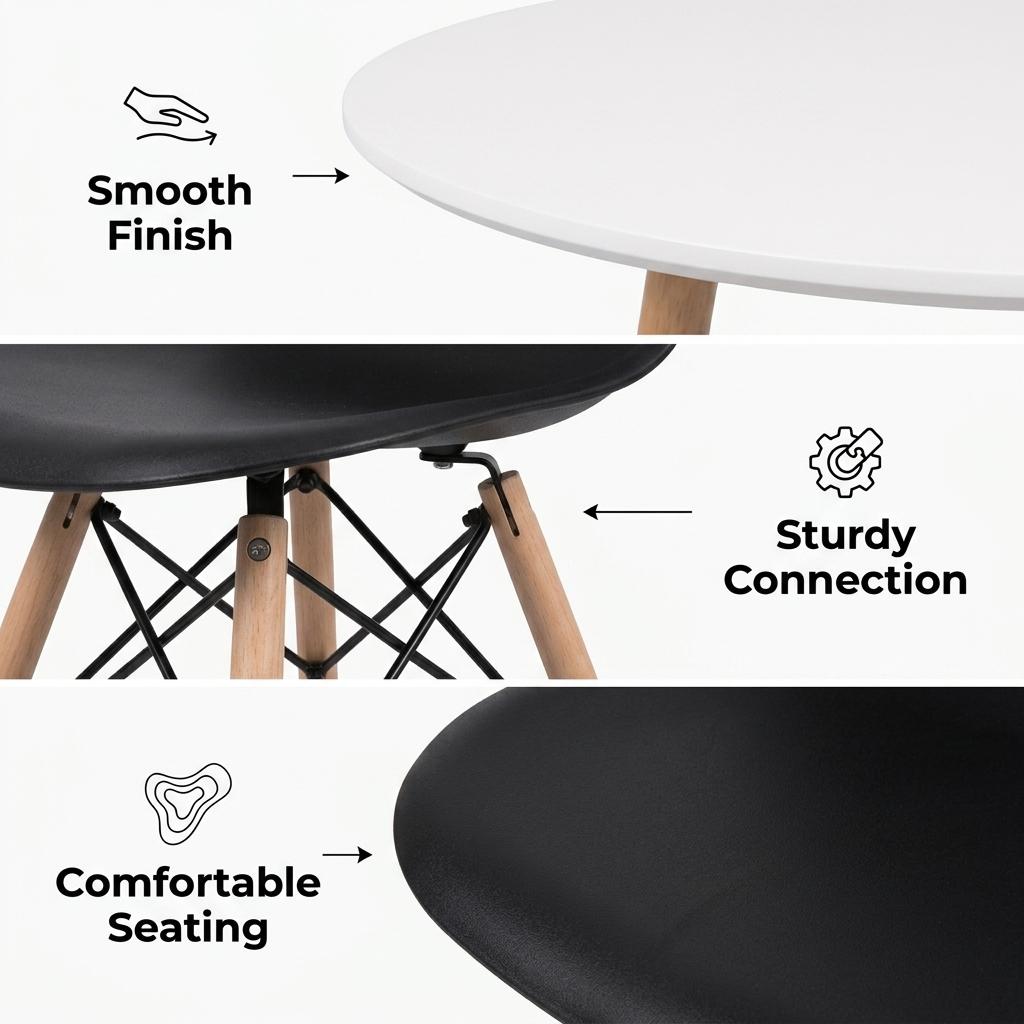 Modern Dining Set, Beech Wood & MDF - ROOKIE SET