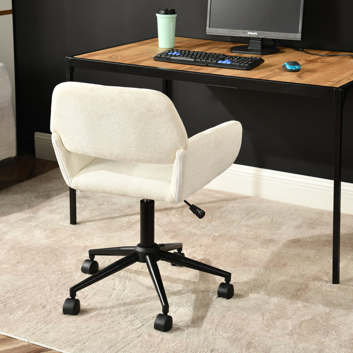 Modern Chenille Office Chair, Adjustable Gaslift - ROSS KD