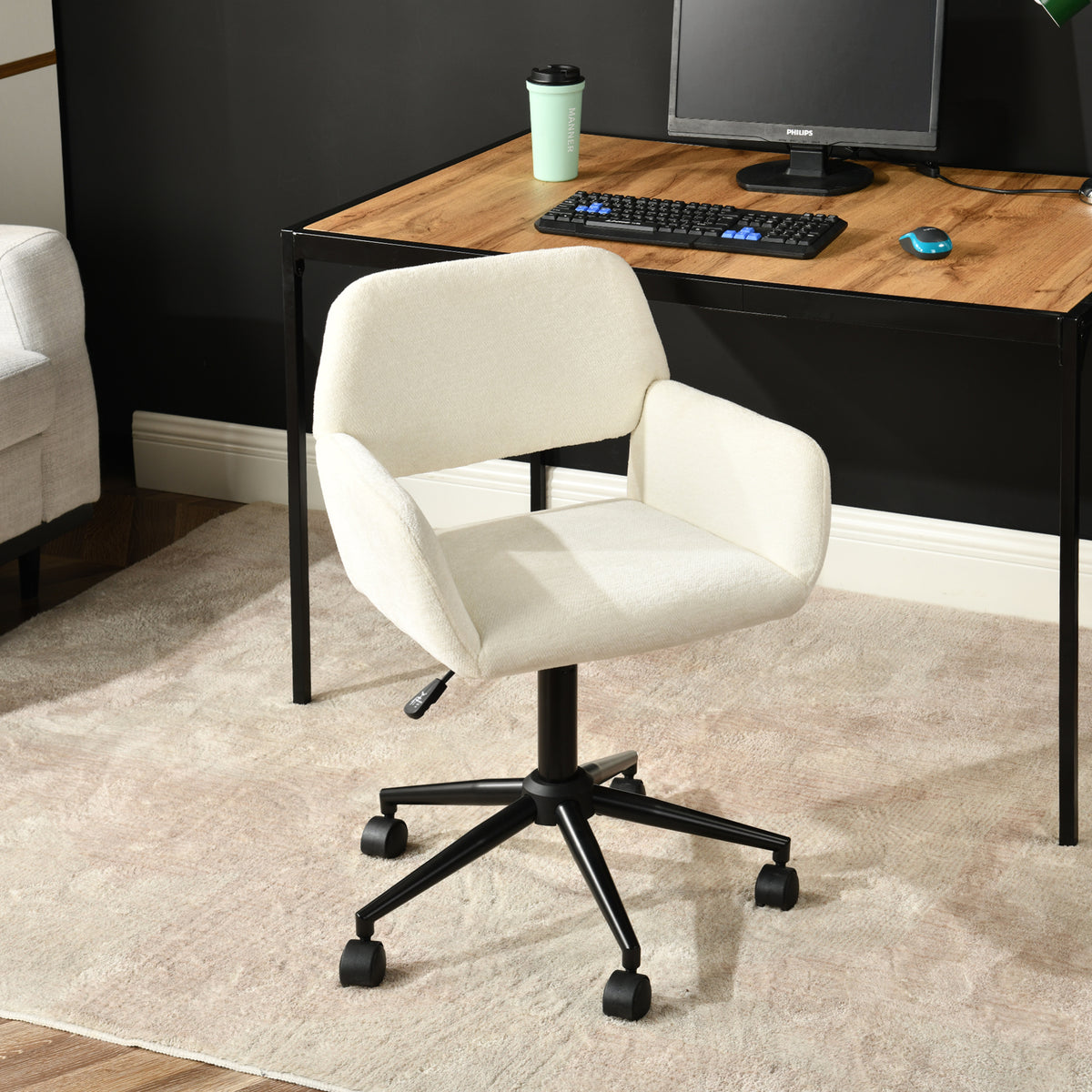 Modern Chenille Office Chair, Adjustable Gaslift - ROSS KD