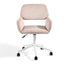 ross kd corduroy pink white leg - beige secretary office chair - upholstered compact seating or footrest