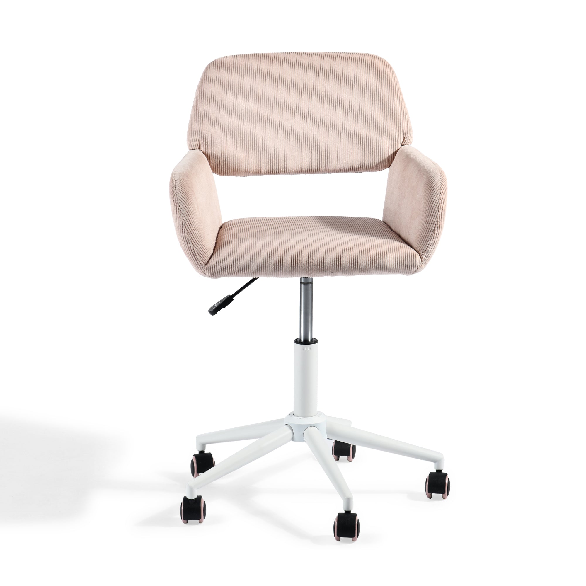 ROSS KD CORDUROY PINK WHITE LEG – Beige Secretary Office Chair