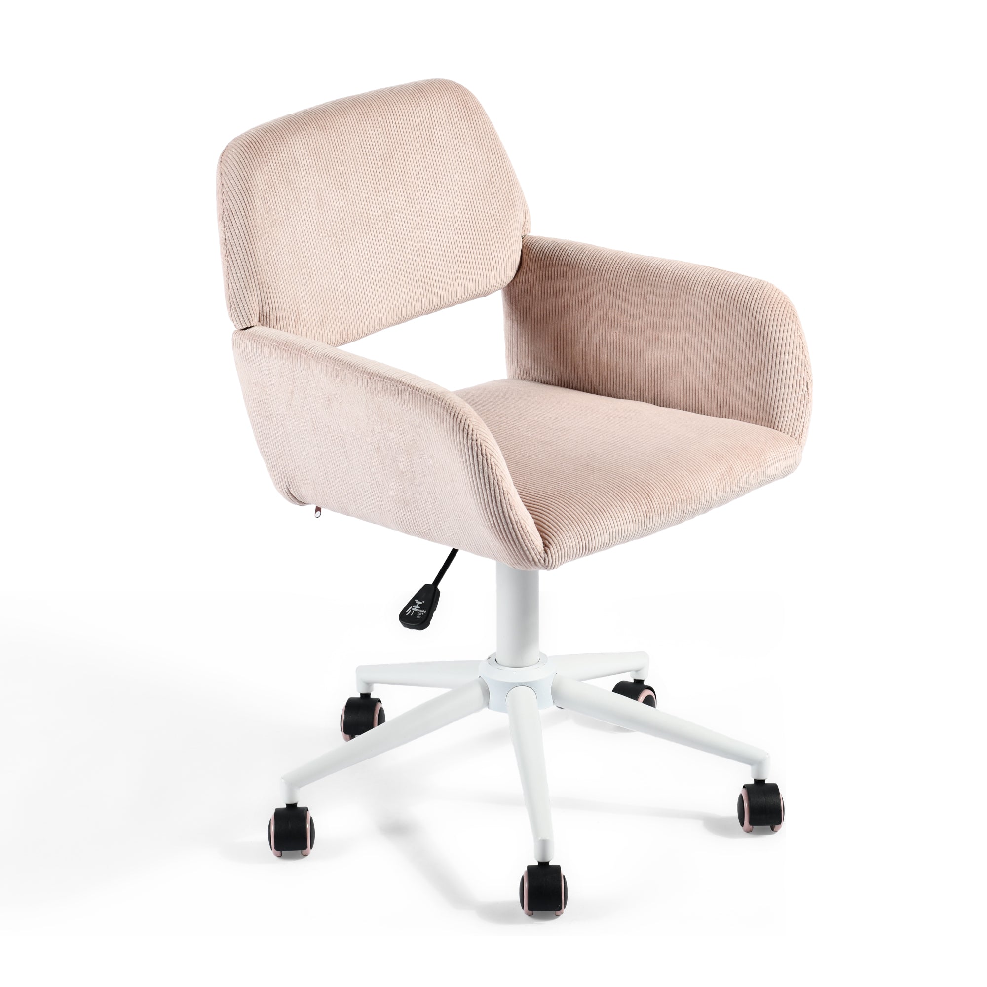 ROSS KD CORDUROY PINK WHITE LEG – Beige Secretary Office Chair