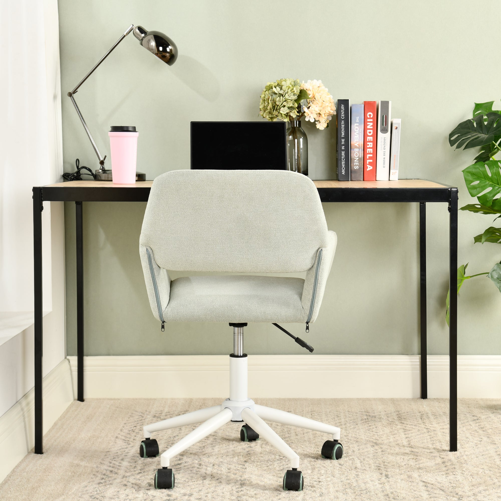 ROSS KD GREEN WHITE LEG – Beige Secretary Office Chair