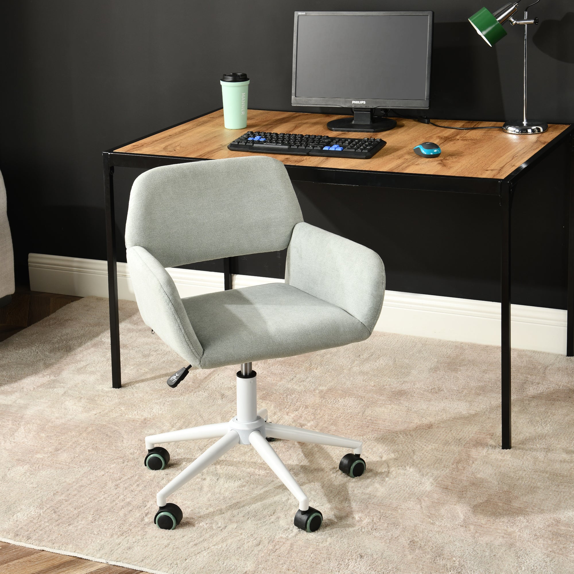 ROSS KD GREEN WHITE LEG – Beige Secretary Office Chair