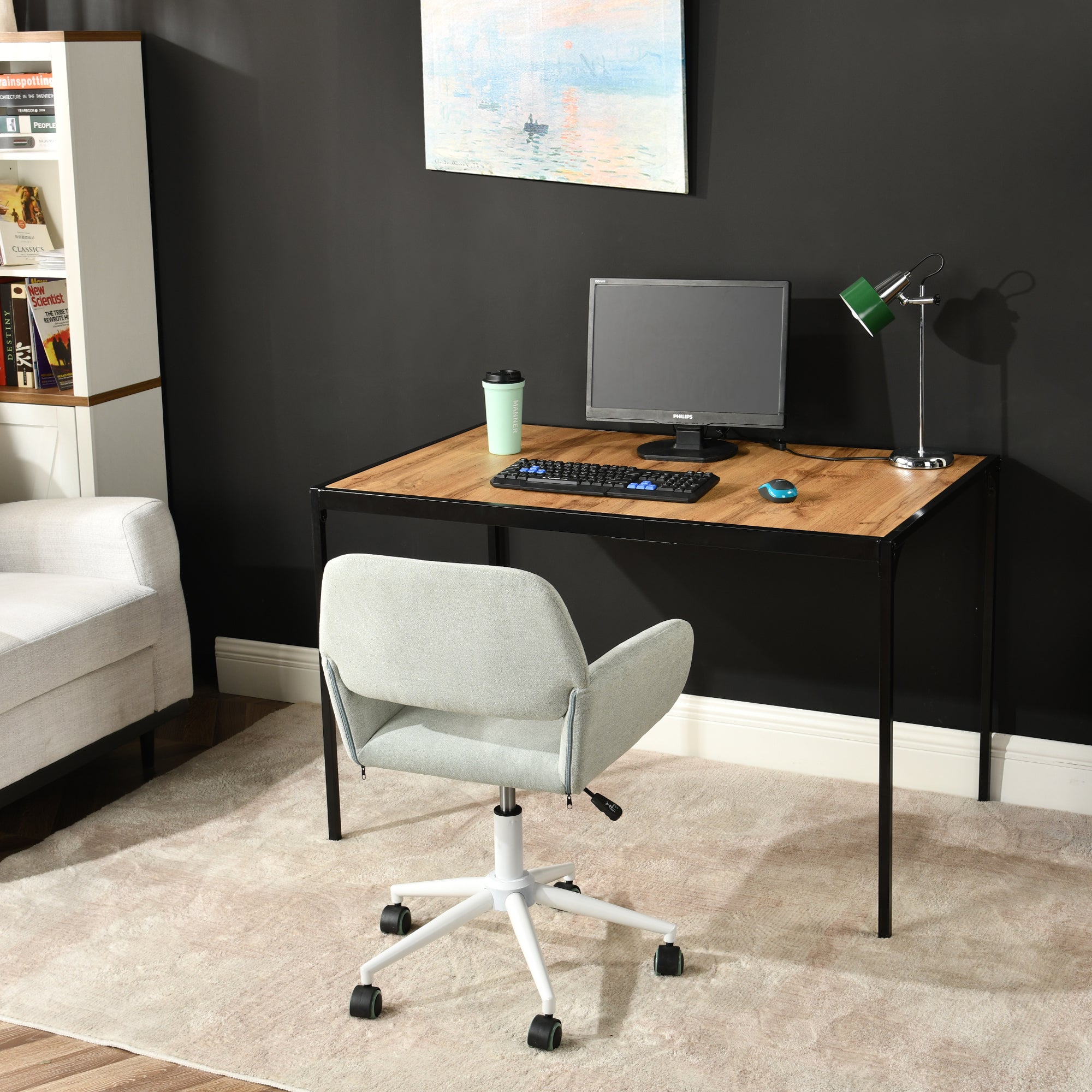 ROSS KD GREEN WHITE LEG – Beige Secretary Office Chair