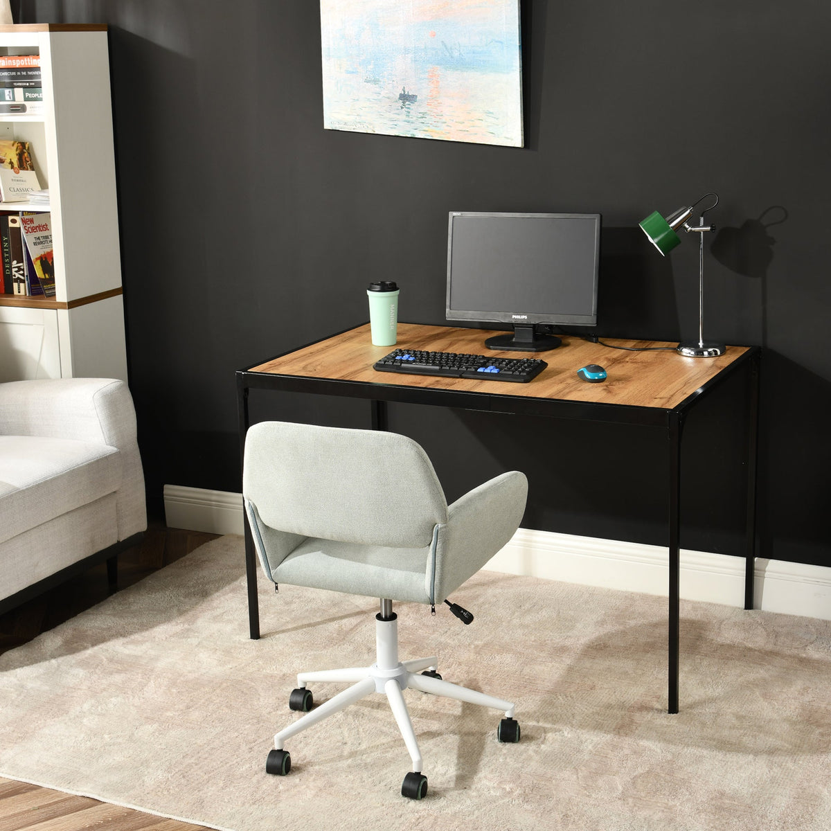 ROSS KD GREEN WHITE LEG – Beige Secretary Office Chair