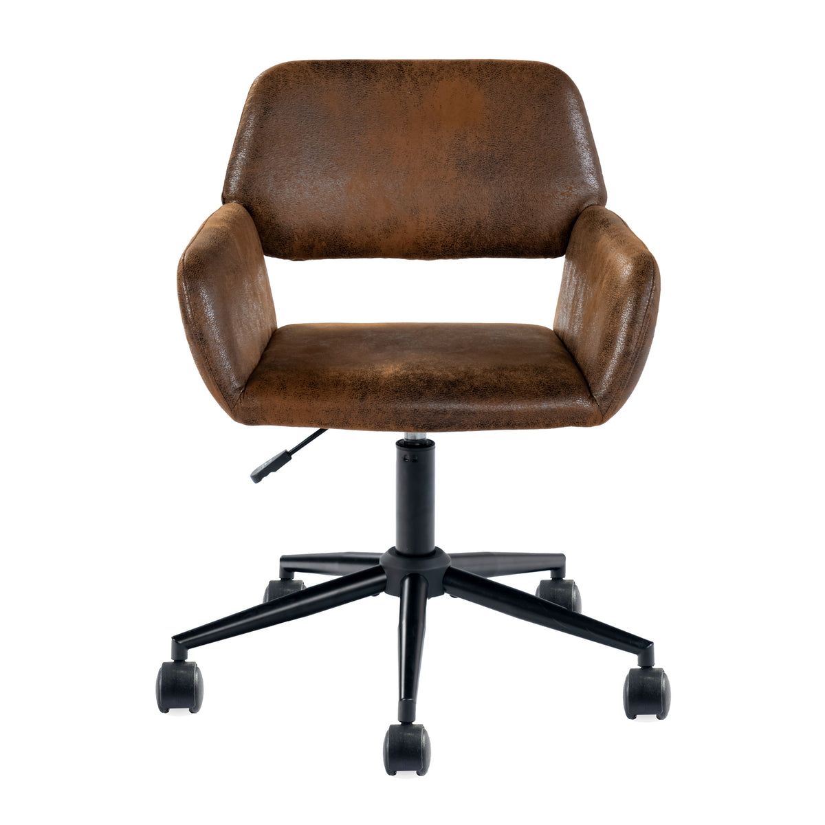 Modern Suede Office Chair, Adjustable Brown Black - ROSS KD SUEDE