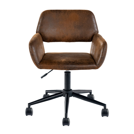 Modern Suede Office Chair, Adjustable Brown Black - ROSS KD SUEDE