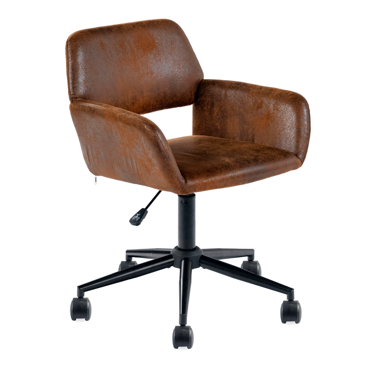 Modern Suede Office Chair, Adjustable Brown Black - ROSS KD SUEDE