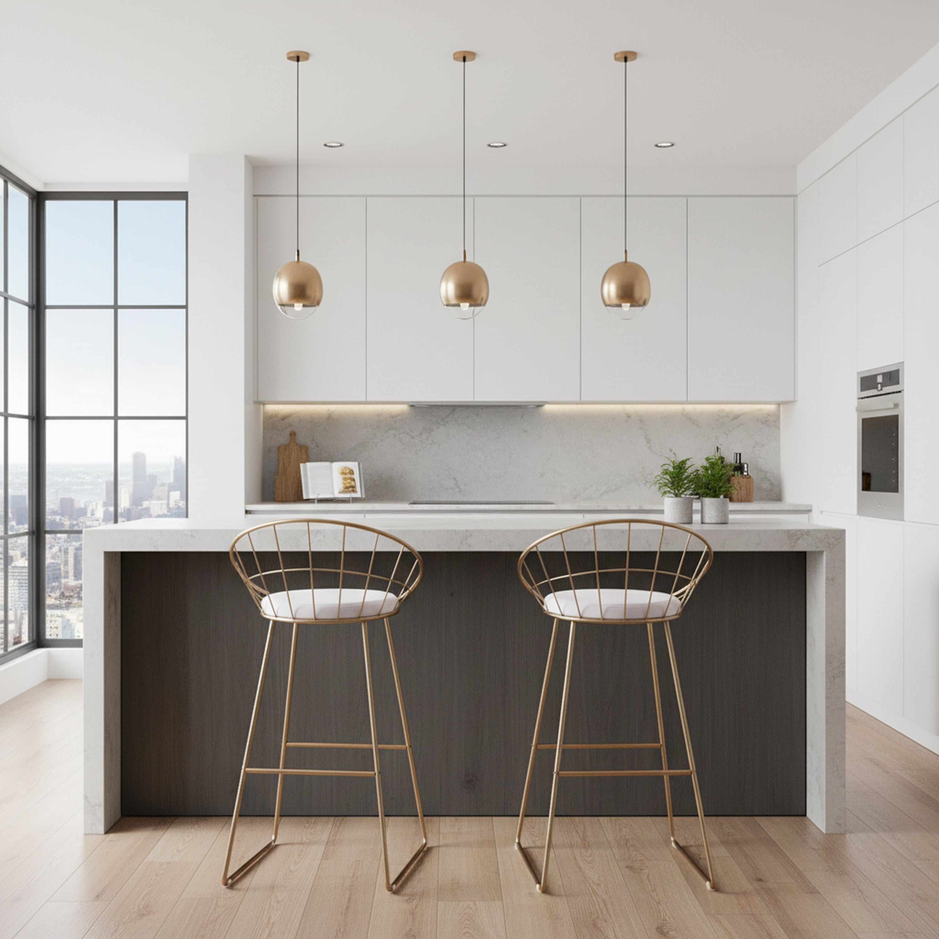 Modern Gold Barstool, Velvet Fabric Cushion – ROUNO