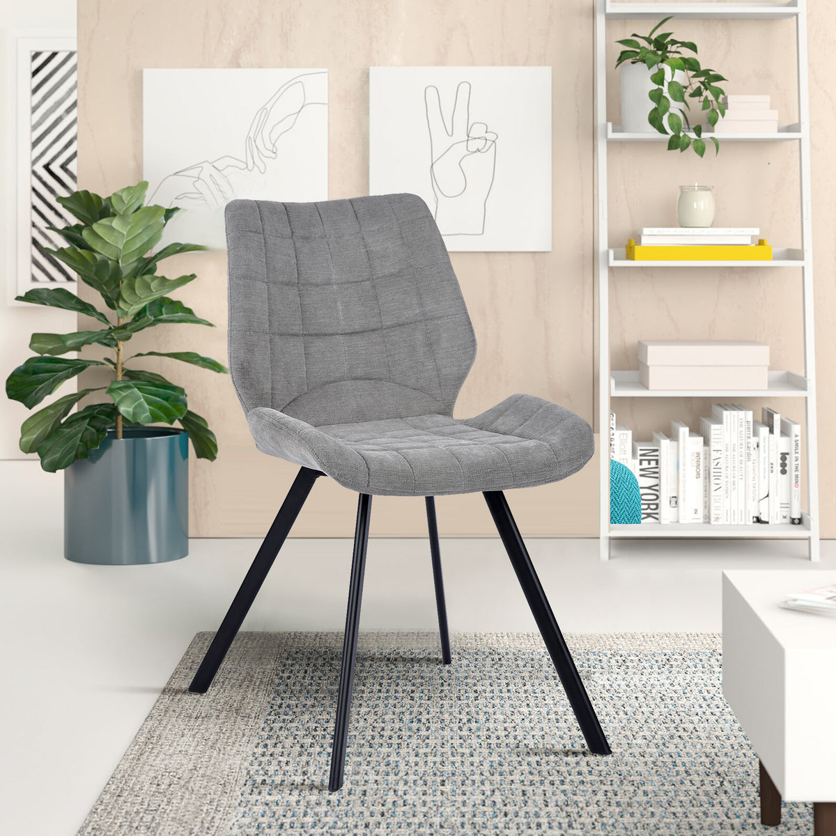 Modern Grey Fabric Dining Chair - SAFARI GREY A
