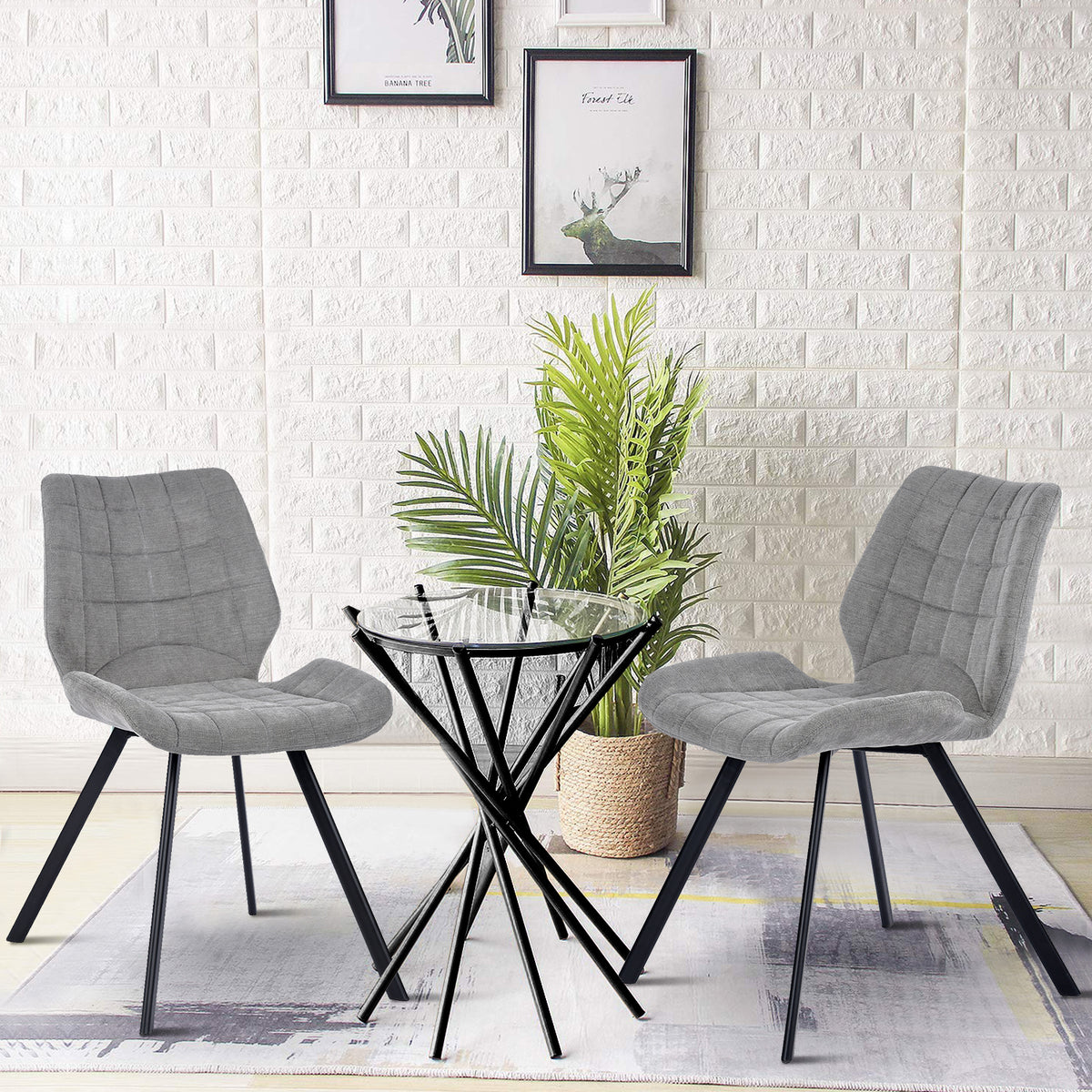 Modern Grey Fabric Dining Chair - SAFARI GREY A