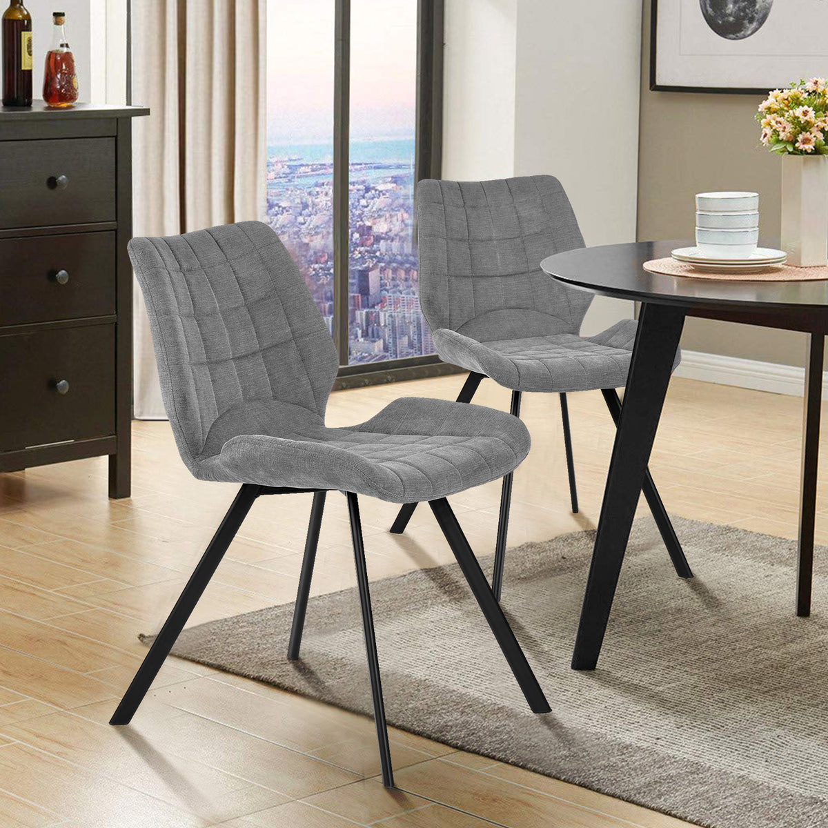Modern Grey Fabric Dining Chair - SAFARI GREY A