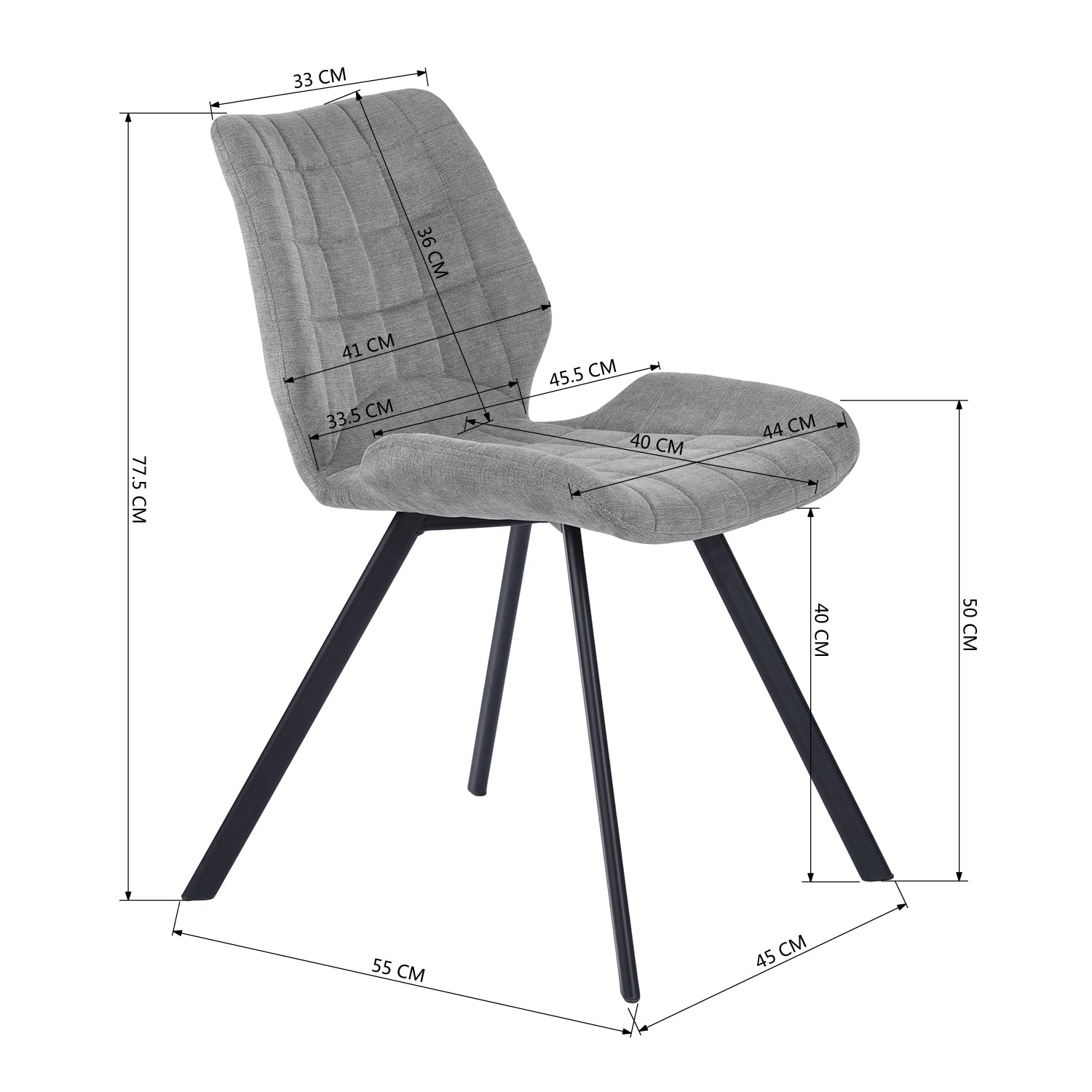 Modern Grey Fabric Dining Chair - SAFARI GREY A
