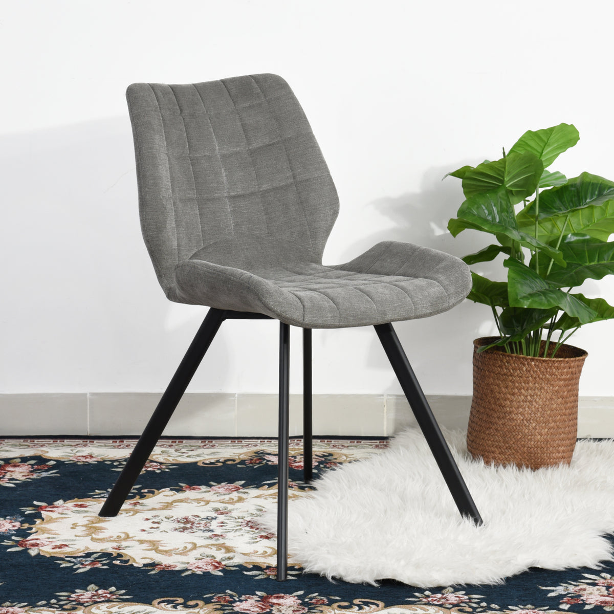 Modern Grey Fabric Dining Chair - SAFARI GREY A