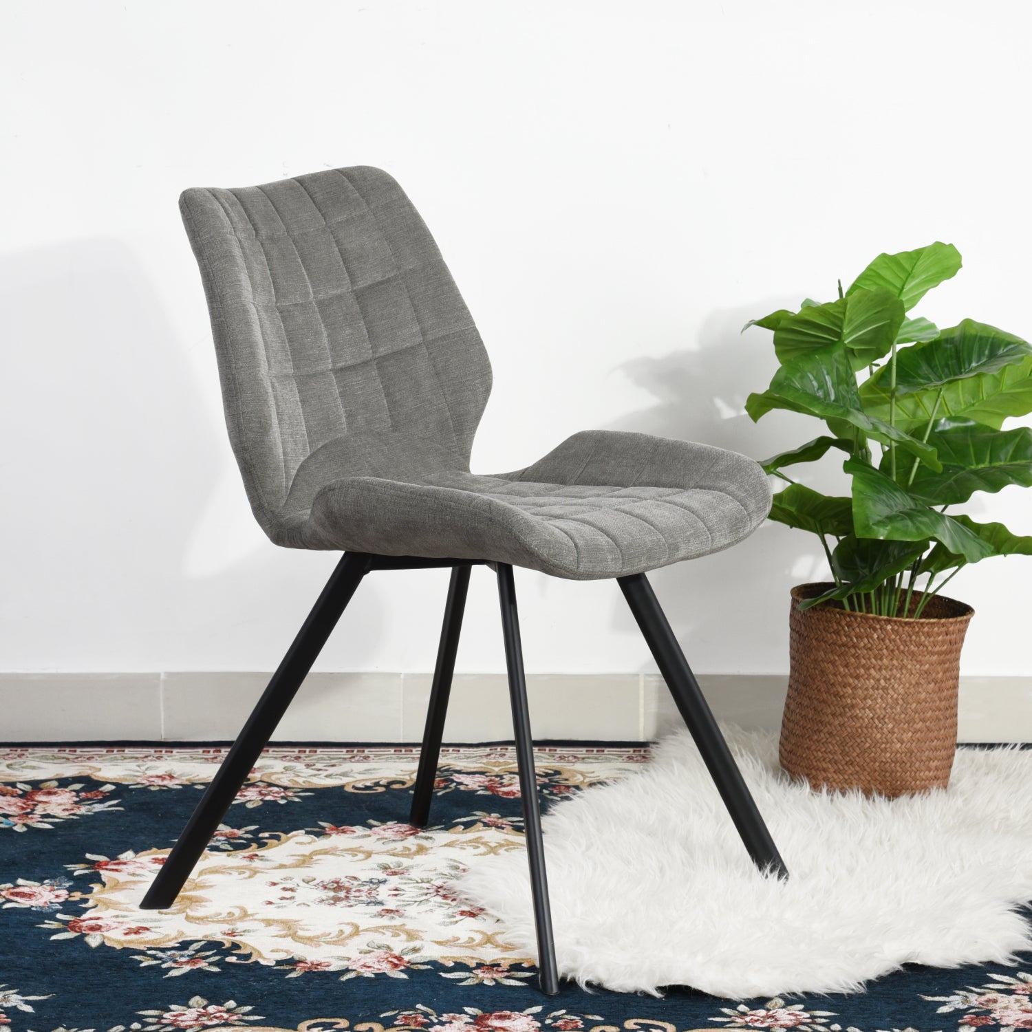Modern Grey Fabric Dining Chair - SAFARI GREY A