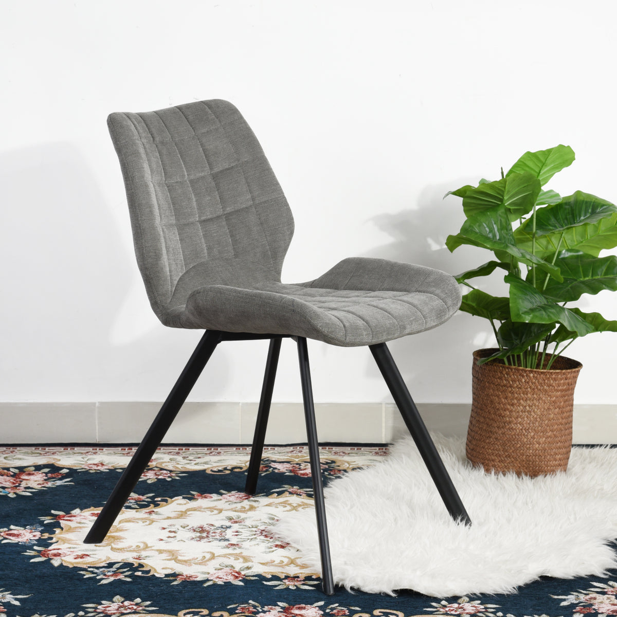 Modern Grey Fabric Dining Chair - SAFARI GREY A