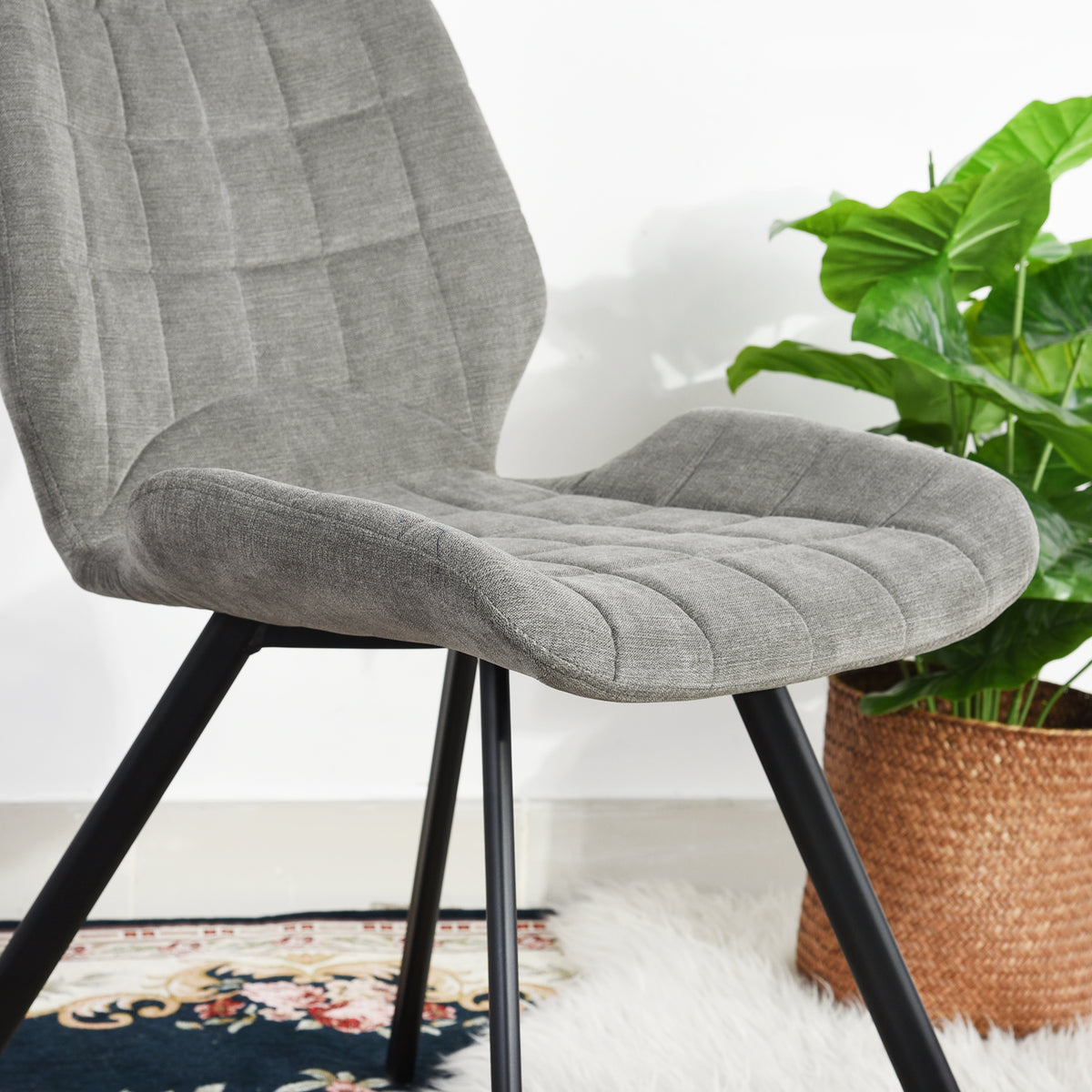Modern Grey Fabric Dining Chair - SAFARI GREY A