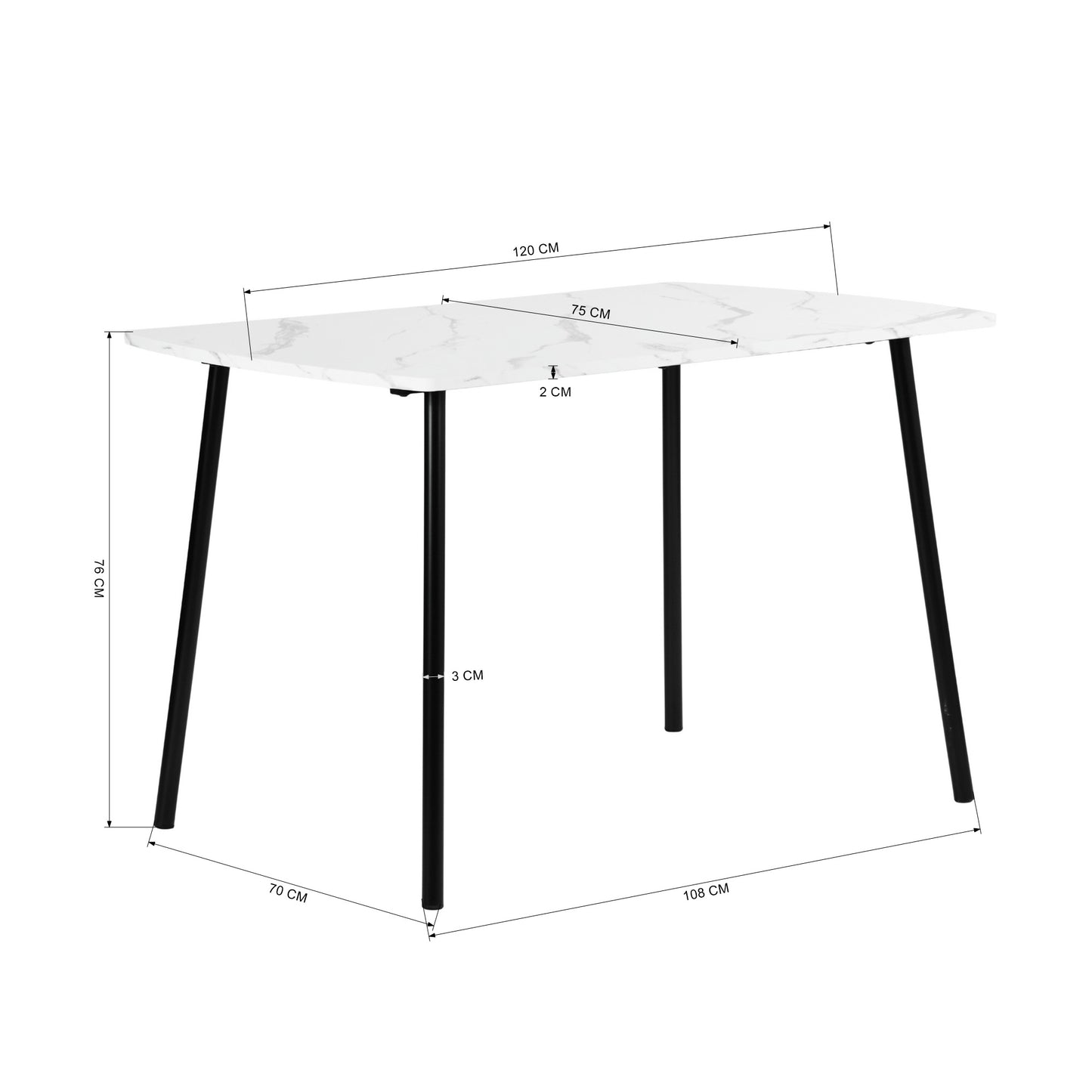 Modern Marble-Style Dining Table, Steel Frame – SANDIE MARBLE2