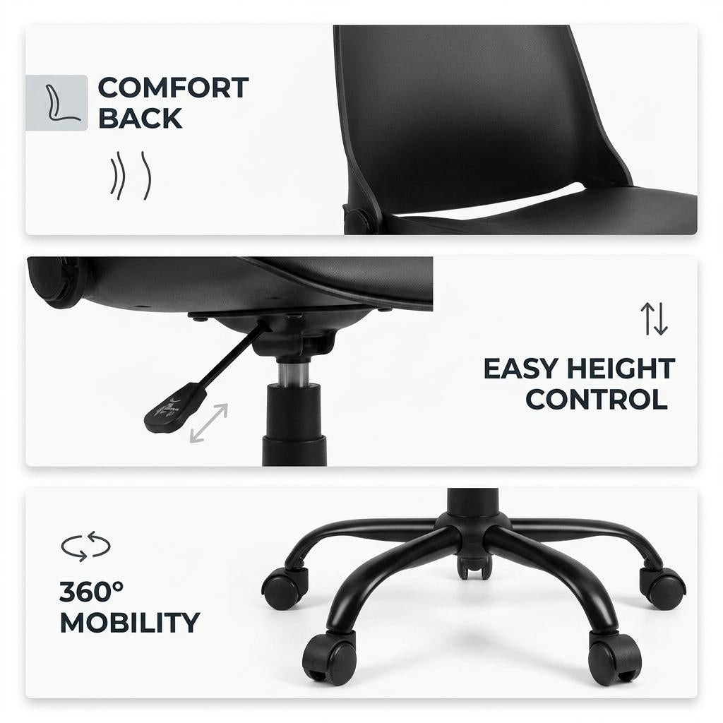 Modern Foldable Fabric Office Chair - SANTIA BLACK