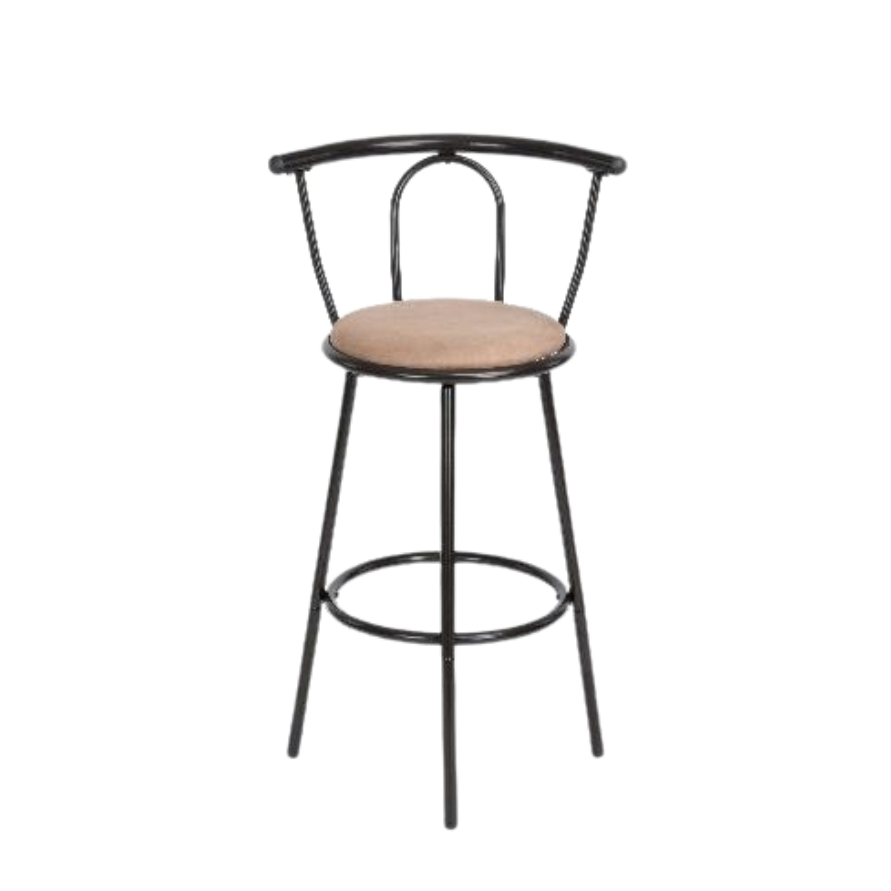 Modern Bar Stool, Powder-Coated Metal & Fabric Seat - SAYSTA