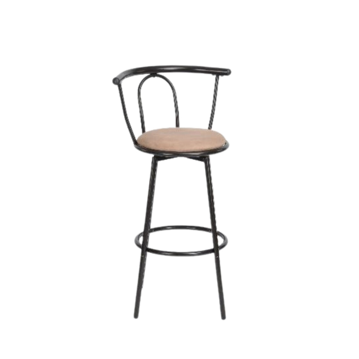 Modern Bar Stool, Powder-Coated Metal & Fabric Seat - SAYSTA
