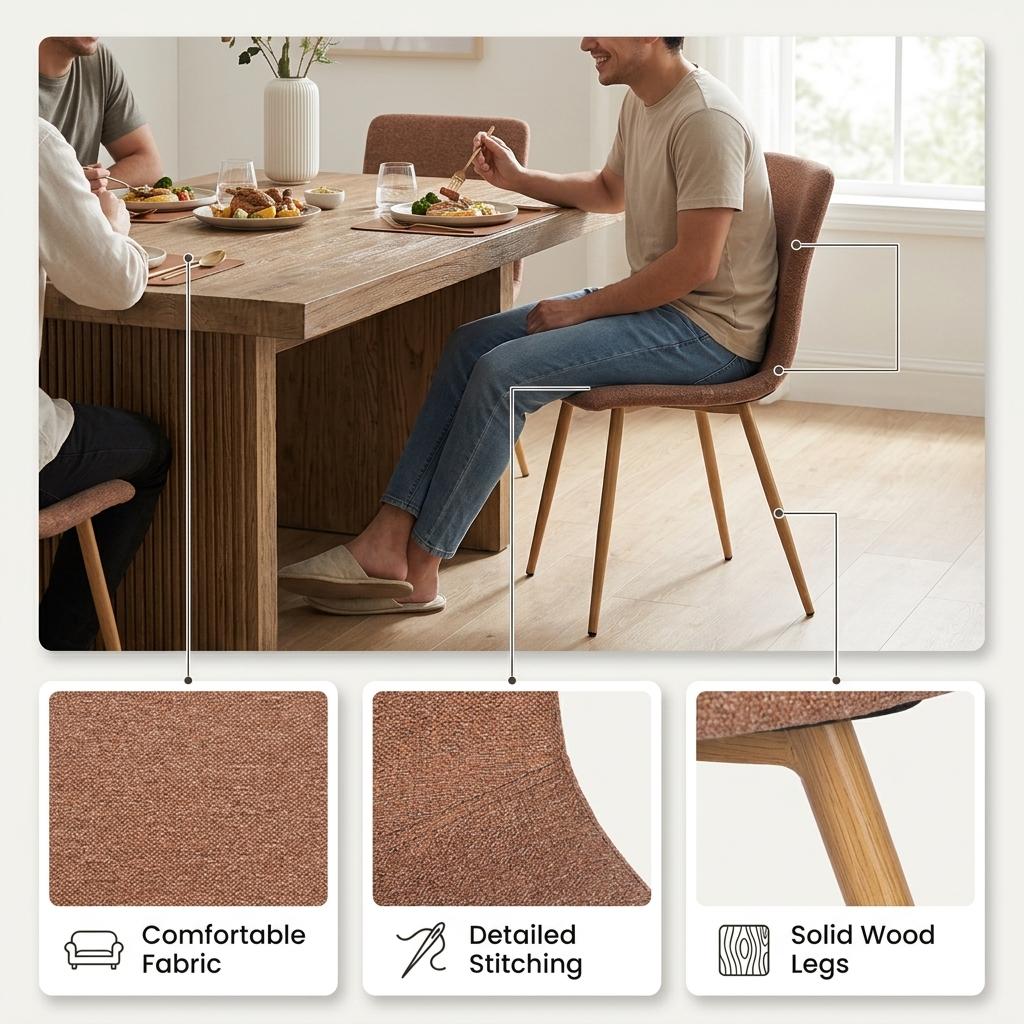 Modern Fabric Dining Chair, Metal Legs – SCARGILL GANDAR