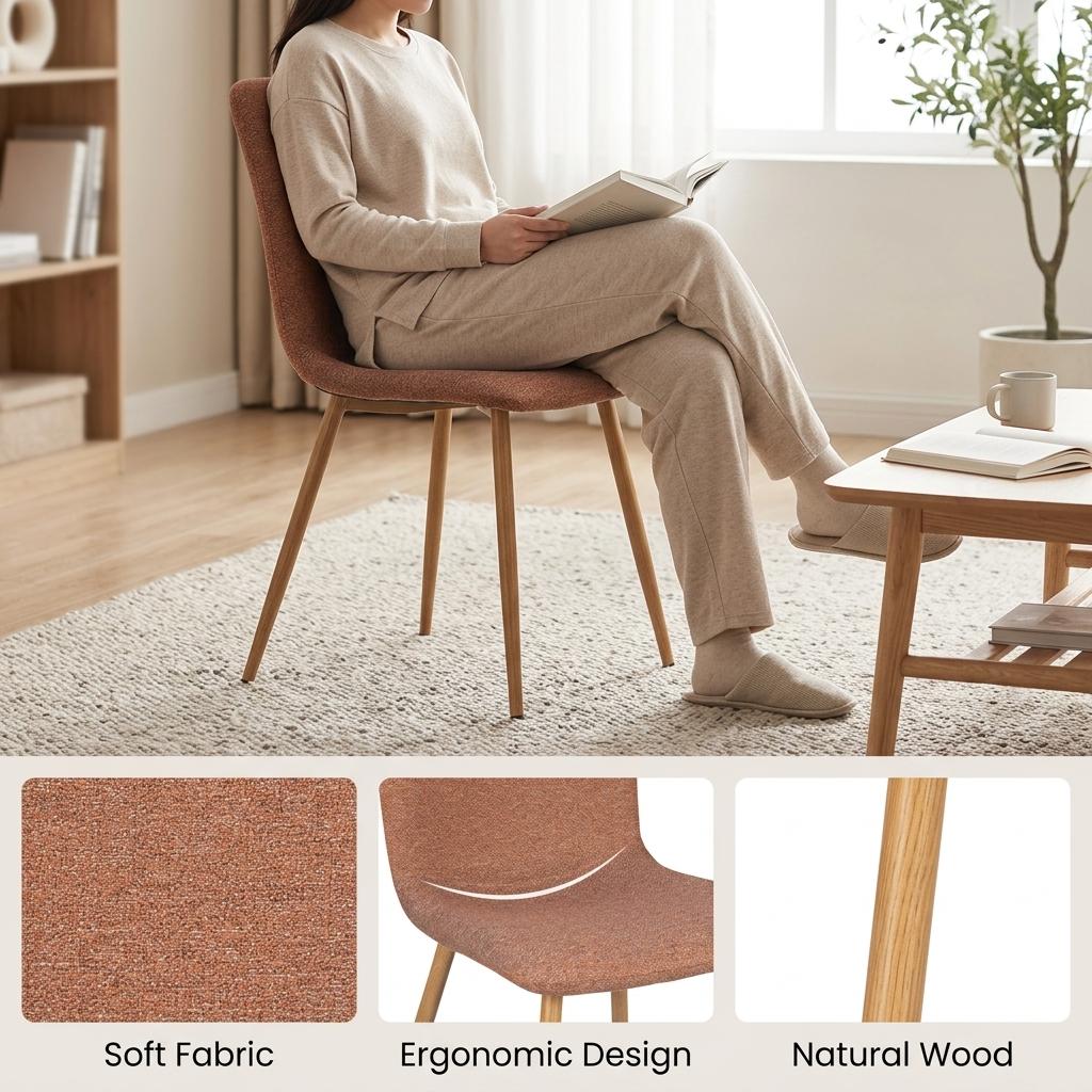 Modern Terracotta Dining Chair, Fabric Upholstery – SCARGILL NL TERRACOTTA