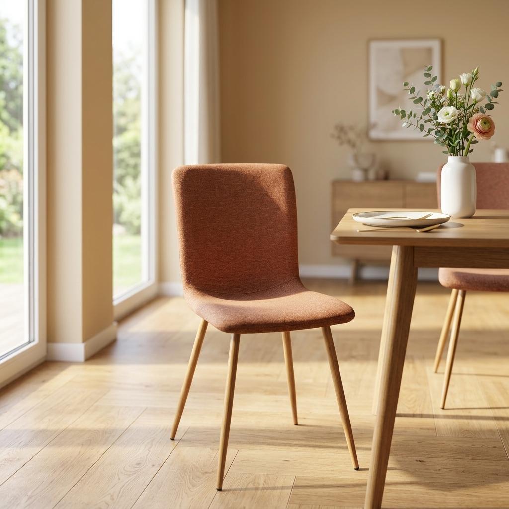 Modern Terracotta Dining Chair, Fabric Upholstery – SCARGILL NL TERRACOTTA