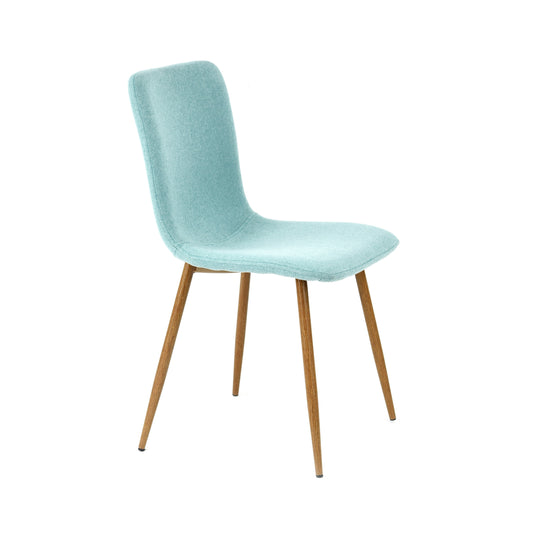 Modern Blue Fabric Dining Chair, Wooden Tube Frame - SCARGILL SY BLUE